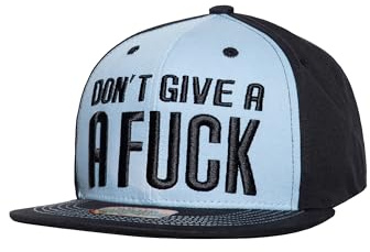 King Kerosin Herren Snapback Cap • Flat Brim • 3D Stickerei Print • Baseball-Kappe Für Männer • Basecap Mit Geradem Schirm • Retro • Schirmmütze Schwarz-Blau • Don't Give A Fuck