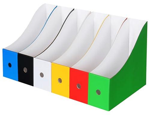 ARJDXDP Faltbarer Stehsammler A4, 6 Stück Zeitschriftenhalter, Zeitschriftenbox Datei Organizer für Büro-Organisation und Aufbewahrung, Schreibtisch-Organizer für Datei Ordner Schreibwaren Bürobedarf