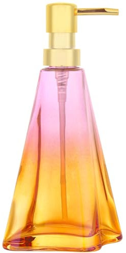 YunNasi Seifenspender Nachfüllbarer Flüssigseifen Spender aus Glas für Geschirrspülmittel Shampoo-Lotion Badezimmerarbeitsplatte Küche Waschküche (ViolettOrange)