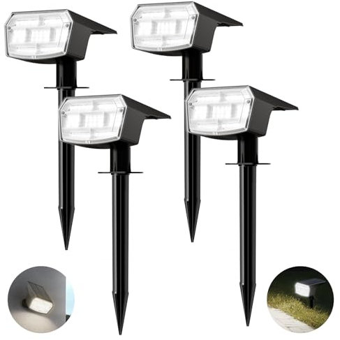 HIBOITEC Solar Spot Lights Outdoor 59LED Landscape Lights Solar Powered Uplights Waterproof Adjustable Brightness Dusk to Dawn for Outside Garden Yard Trees 4 Packs Cool White
