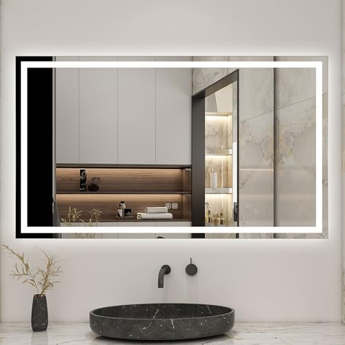 Biubiubath 1600x800mm Bluetooth Bathroom LED Mirror with Shaver Socket and 2 USB Ports Dimmable 3 Colour with Demister Pad Touch Sensor Wall Switch Control Lights Vertical Horizontal