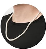 RWQIAN Perlenkette Herren Damen 60cm Perlen Kette Weiße Faux Perlenkette Choker Halskette Perlen Schmuck 6mm