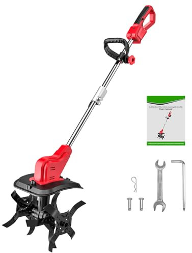 Akku-Bodenhacke für Makita 18V Batterie, Elektro-Bodenhacke mit LED-Anzeige, Arbeitsbreite 30 cm, Arbeitstiefe 22 cm, Teleskopstange, für Gemüsegarten und Garten (Ohne Batterie)