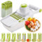 ADOV Mandoline Vegetable Slicer, Multifunctional Vegetable Cutter, All in One Mandoline Food Slicer, Adjustable Stainless Steel Blades Vegetables Chopper for Potato, Cucumber, Salad with Safety Gloves