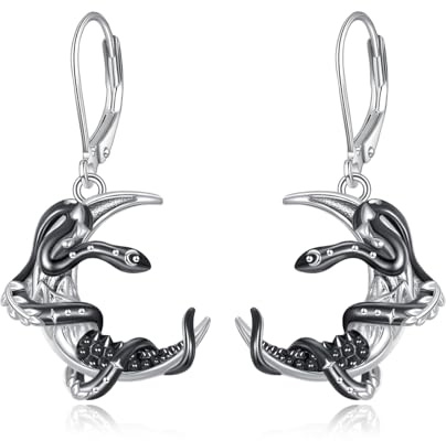 ONEFINITY Katze Ohrringe 925 Sterling Silber Halbmond Ohrringe Gotische Schmuck Geschenke für Damen Katzenliebhaber