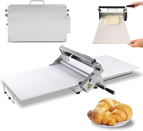 FJYAWEN Commercial Dough Sheeter Machine, Reversible Puff Pastry Sheeter and Fondant Roller, Manual Dough Roller, Adjustable Thickness 0-25mm, Folding Dough Sheeter for Bakeries, Pastries,90 * 40cm
