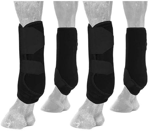 Generisch Pferdebandagen – Stallbandagen & Sehnenschoner für Reitsport und Geländeritte | Protectores para Caballos (Black,M)