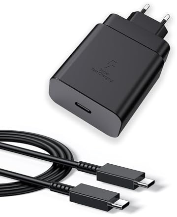 Caricatore USB C per Samsung 45W, Fast Charger Caricabatterie Tipo C Rapido per Samsung Galaxy S25 S24 S23 S22 S21 Ultra S10 S9 S8 A55 A54 A53 A52 A51 A50 A34 A33 A73 A53 con Cavo USB C 1.8M
