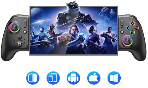 Mocagen MC2 Max Phone Game Controller for Switch 1/2/Oled/iPhone/Android/iPad Mini with RGB Light /Programmable/Hall Effect Joysticks & Analog Triggers