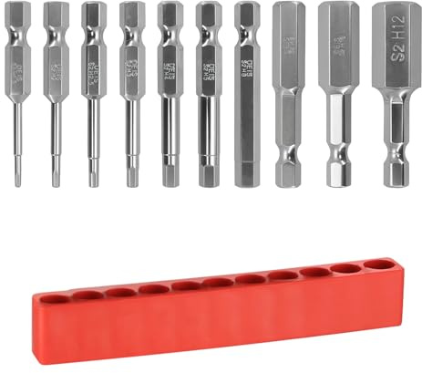 Yuhtech Juego de 10 brocas de destornillador de 50 mm, juego de brocas Allen de 1/4 pulgadas, juego de puntas de destornillador, taladro de llave Allen de cabeza hexagonal, H1.5/H2.0/H2.5/H3.0/H4.0