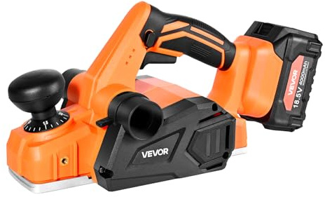 VEVOR Pialla a Mano Universale Regolabile Larghezza di Taglio 82 mm Pialla Elettrica Manuale per Legno da 15000 giri/min con Batteria al Litio da 4,0 Ah e 18 V, per la Lavorazione del Legno