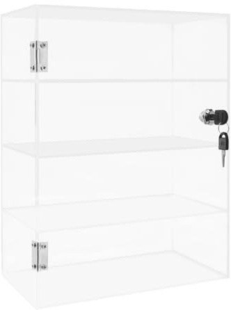 Acryl-Vitrine Klare Hängevitrine Wandvitrine mit Schloss, Sammlervitrine Schaukasten Vitrine für Mineralien, Schnapsgläser, Spielzeug & Figuren (4 Etagen)