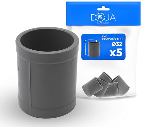 DOJA Barcelona Manchon PVC Femelle - Ø32mm - Pack 5 - Manchon de Collage Installation Facile - PVC Pression Résistant - Conçu pour Tubes avec Colle et Assemblage Robuste - Adapté à Manchon