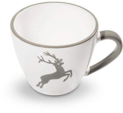GMUNDNER KERAMIK Kaffeetasse Gourmet Füllmenge : 0.2 Liter Grauer Hirsch Geschirr, handgemacht in Österreich