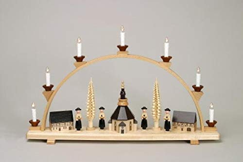 Schwibbogen Seiffener Kirche und Kurrende beleuchtet, Erzgebirge, Weihnachten