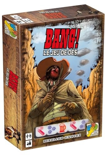 asmodee - Bang ! Le Jeu de Dés - Jeu de Société Ludique pour Enfants dès 8 Ans - Jeu de Stratégie et de Bluff - Univers du Far West - Rôles Cachés - 3 À 8 Joueurs - 15 Min -en Français- DV Games
