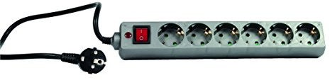REV Ritter Steckdosenleiste 6-Fach, mit Kinderschutz, 1,4m, Silber, mit/ohne ÜVt mit ÜVt