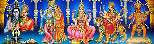 India Crafts Various Hindu Gods and Goddess/Hindu God Poster : Reprint on Paper (Unframed 11X35 inches)