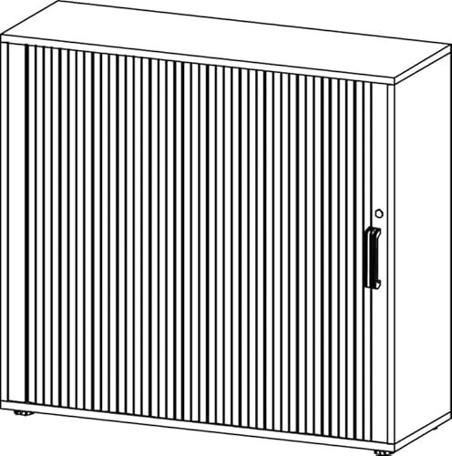 Hammerbacher Rollladenschrank Matrix Ahorn/Silber 120 x 40 x 110 cm