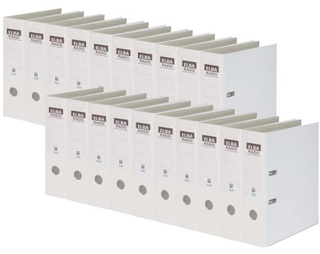 Elba Ordner A4, aus Kunststoff, rado plast, 8 cm breit, weiߟ, 20 Stück