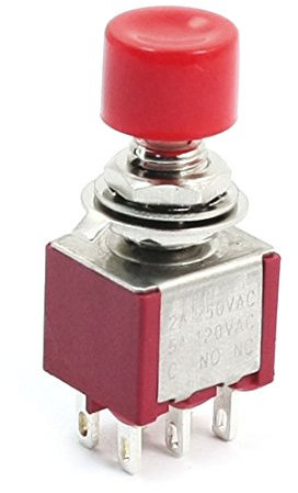 sourcing map PS821M1 Rouge bouton libération poussé Interrupteur momentané DPDT AC250V 2A 120V 5A