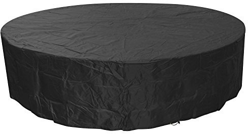 Woodside Black 8-10 Seater Round Waterproof Outdoor Garden Patio Furniture Set Cover Heavy Duty 600D Material 0.8m x 3.22m / 2.6ft x 10.5ft 5 YEAR GUARANTEE