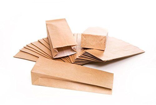 Logbuch-Verlag 100 kleine Lebensmittel Tüten 7 x 4 x 20,5 cm innen beschichtet Kekstüten Gebäckbeutel braun Kraftpapier