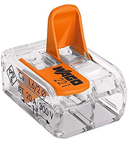 Wago WAG221342_BL50 Pack de 50 Bornes de connexion universelle tous conducteurs Type 221/2 entrées