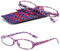 VEVESMUNDO Lesebrille Damen Modern Federscharnier Blumen Lesehilfe Sehhilfe Brille Leicht Vintage mit Brillentasche(Lila&rot Blumen, 3.5)