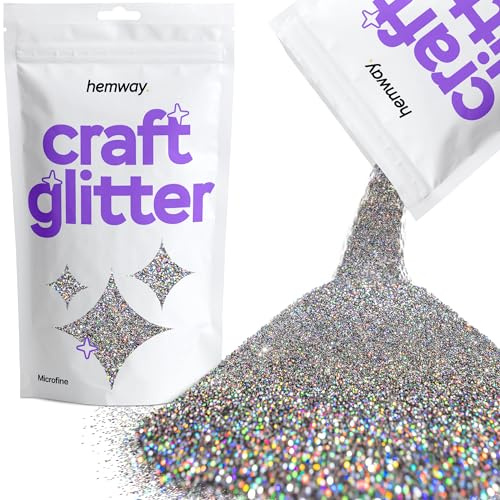 Hemway Holografischer Bastel-Glitzer, Metallfarbe, mikrofein, 0,1 mm, für Kunsthandwerk, Becher, Papier, Glas, Dekorationen, DIY-Projekte, 100 g