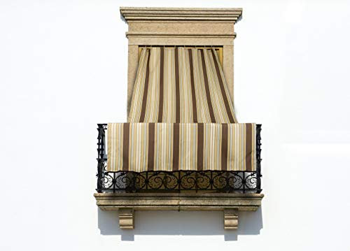 SOFFICIOSO Tenda da Sole per Esterni con Anelli per Terrazzo Modello Riga Fine 145x300 Marrone