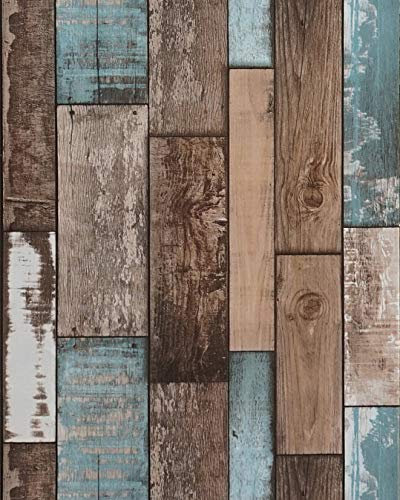 393 Inch Wood Wallpaper Wood Plank Wallpaper Stick and Peel Self Adhesive Wallpaper Removable Wallpaper Rustic Distressed Reclaimed Wood Wallpaper Wood Look Wallpaper Faux Vinyl Roll