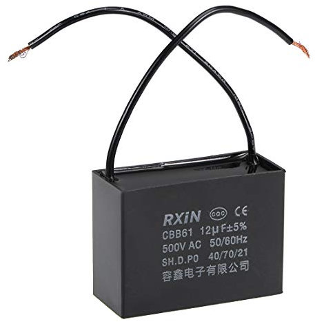 sourcing map Condensateur Ventilateur Plafond CBB61 12uF 500V AC 2 Fils Métallisé Polypropylène Condensateurs à Film 58x25x42mm pour Générateur Moteur Pompe à Eau