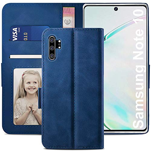 YATWIN Handyhülle Samsung Galaxy Note 10 Plus Hülle, Klapphülle Samsung Note 10 Plus Premium Leder Brieftasche Schutzhülle [Kartenfach] [Magnet] [Stand] Handytasche Case für Samsung Note 10 Plus, Blau