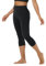 LAPASA Damen Capri 3/4 Sport Leggings hoher Bund Push Up High Waist ohne Taschen L02A1 (Schwarz, M)