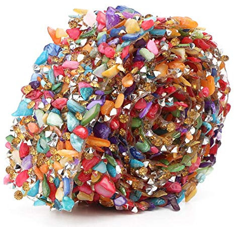 Kristall Band, 1m Verschönerung Nähen Zubehör für DIY Hochzeit Brautkleid Telefon Dekor(3.5cm -multi-color)