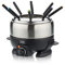 KHG Elektro-Fondue FO-800SE mit Edelstahl-Topf 1,8 L Silber für bis zu 8 Personen, variable Temperatureinstellung, 25x16cm Ideal für Fleisch, Käse oder Schokolade mit 8 Gabeln Spritzschutz 800 W