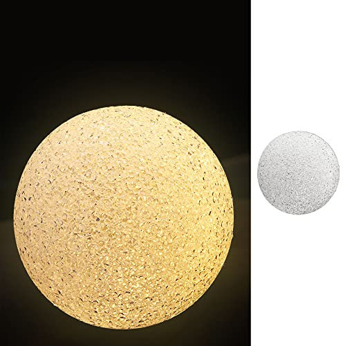 Cepewa LED Dekokugel │ Kunststoff Metall Ø15cm weiß batteriebetrieben │ Stimmungslicht Gartendeko Crinkledesign (1 x LED Kugel Ø15cm)