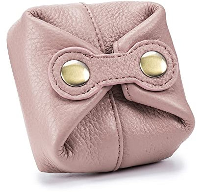 ihreesy Rindsleder Münzbörse, Münzgeldbörse mit Druckknopfverschluss Vintage Kleingeldbörse Mini Geldbeutel Münzgeldbeutel Kleine Münzbeutel Münzbeutel Ledertasche für Männer und Frauen,Rosa