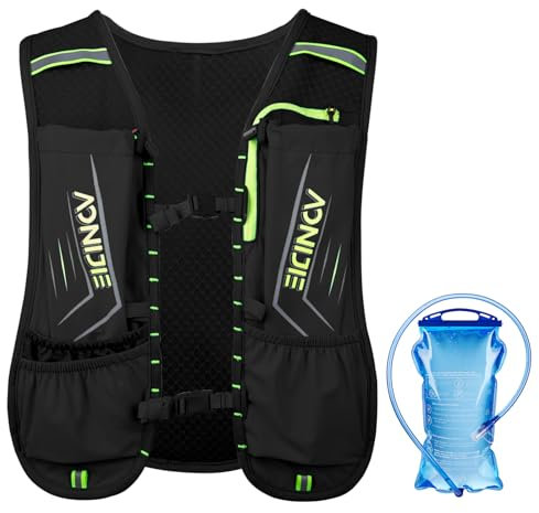 TRIWONDER Zaino Trail Running Uomo Gilet Running Bambino Zaino Idratazione Running Zainetto per Corsa Uomo Donna Bambino Bambina (Nero - con una sacca acqua da 1,5l)