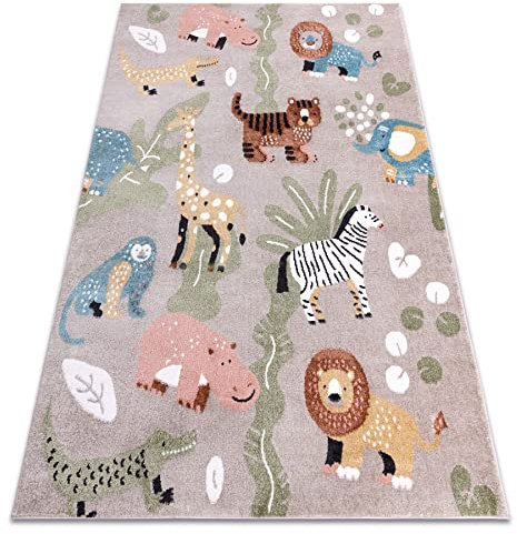 rugsx Teppich Fun Africa Kinderteppich für Babyzimmer, Spielteppiche, Kinderzimmer, Moderne, Tiere, Afrika beige 160x220 cm