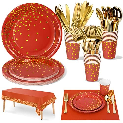 Nkaiso Partygeschirr Kindergeburtstag 141Stück Burgund Gold Partyteller Geburtstag Mädchen Party Papier Set Teller Becher Servietten Wiederverwendbar Geschirr zum Geburtstagsdeko-20 Gäste