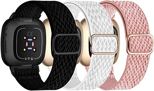 Nigaee Kompatibel für Fitbit Versa 3/Sense/Versa 4/Sense 2 Armband, Elastisches Nylon Armbänder für Damen und Herren