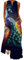 Ocean Plus Damen Langer Rock Vintage Druck Kleid mit V-Ausschnitt Ärmellose Tasche Sommerkleid (XXL, Farbenprächtiger Pfau)
