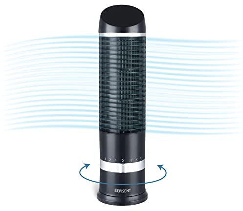 EPISENT 16 Quiet Tower Fan – Compact Oscillating Cooling Fan with 3-Speed Settings, Bladeless Design, Whisper-Silent Operation & Energy-Saving – Ideal for Bedroom, Desk, Kitchen or Office