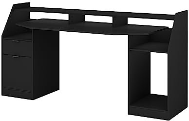 Vicco Gaming Tisch Sonic, Schwarz, 179.8 x 65.5 cm mit Schubladen