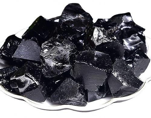 DECORN Ensemble de Cristaux de Pierres Brutes D'obsidienne Noire en Vrac de 2,2 LB - Pierre Obsidienne - Pierres Brutes pour Le Culbutage - Wicca et énergie Crystal Healing,3-5cm