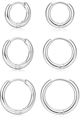 KRFY Ohrringe Set,316L Chirurgenstahl Ohrringe Silber Gold Creolen Klein Hypoallergene Zirkonia Sleeper Huggie Helix Ohr Piercing Ringe Set Damen