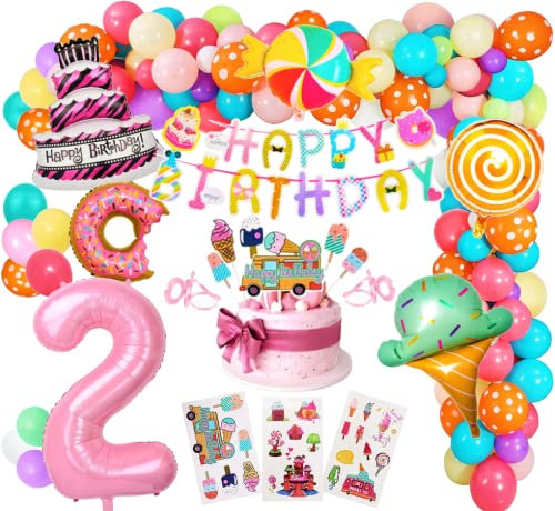 Candy Set Candybar kinder Rosa Pastel Zahl 2 100 cm deko deco 2. Party Folienballon Donut Lutscher eiscreme Ice fun Luftballons 2. Happy Birthday Pastell 2 Jahre 2. Kindergeburtstag (Zahl 2)