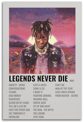 ALOEU Juice Wrld Legends Never Die Music Album Art Wall Collage Kit Canvas Vintage Film Art for Living Room